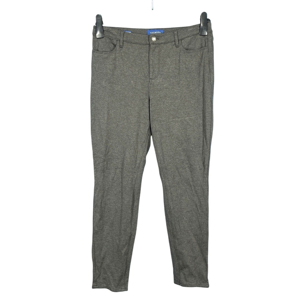 TALBOTS High-Waist ANKLE JEGGING Charcoal STRETCH PONTE KNIT Pants Sz 8P